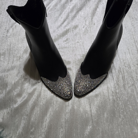 Shoes - Black Rhinestone Embellished Women's Boots NWT ..never worn!